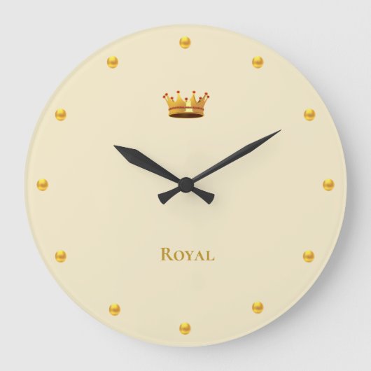 Grande Horloge Ronde Couronne dorée sur beige clair (Recto)