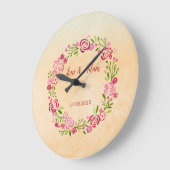 Grande Horloge Ronde Couronne florale mignonne (Angle)