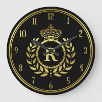 Couronne Royale Laurel Wreath Black Gold Monogramm