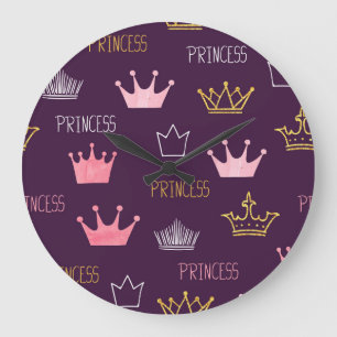Grande Horloge Ronde Couronnes princesse : motif parties scintillant aq