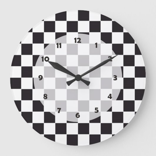 Grande Horloge Ronde Course de voiture / Motif d'échecs + votre backgr. (Recto)