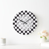 Grande Horloge Ronde Course de voiture / Motif d'échecs + votre backgr. (Maison)