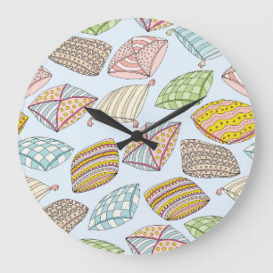 Grande Horloge Ronde Coussin coloré, texture transparente vintage.