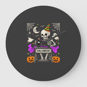 Grande Horloge Ronde Couture de squelette d'Halloween Citrouille fantôm