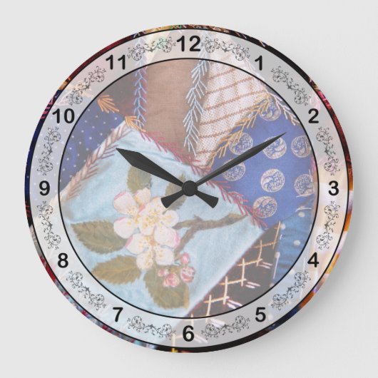 Grande Horloge Ronde Couture - Patchwork - Courtepoint de grand-mère (Recto)