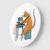 Grande Horloge Ronde Couture vintage de chat (Angle)