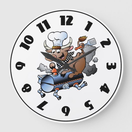 Grande Horloge Ronde Cow Riding A BBQ (Recto)