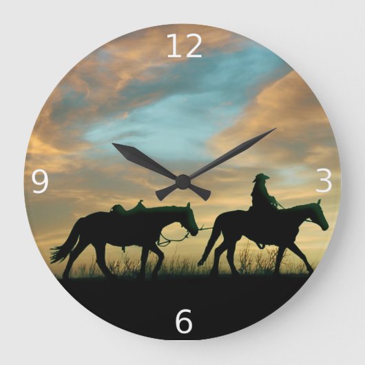 GRANDE HORLOGE RONDE COWBOY AVEC LE CHEVAL (Recto)