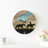 GRANDE HORLOGE RONDE COWBOY AVEC LE CHEVAL (Maison)