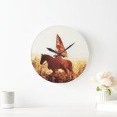 Grande Horloge Ronde Cowboy Portrait USA Flag Thème. (Maison)