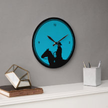Cowboy Silhouette on Turquoise