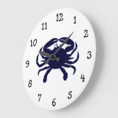 Grande Horloge Ronde Crabe bleu foncé (Angle)