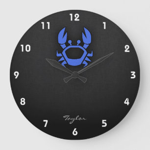 Grande Horloge Ronde Crabe bleu royal