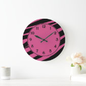 Grande Horloge Ronde Cranberry Pink and Black Zebra (Maison)