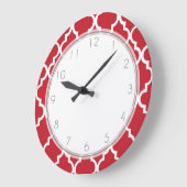 Grande Horloge Ronde Cranberry Red Quatrefoil Pattern (Angle)