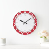 Grande Horloge Ronde Cranberry Red Quatrefoil Pattern (Maison)