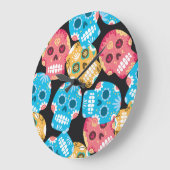 Grande Horloge Ronde Crâne à sucre, arrière - plan festif sans soucoutu (Angle)