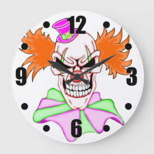 Grande Horloge Ronde Crâne clown cimenté