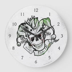 Grande Horloge Ronde Crâne de joker du peloton   de suicide "tout dans