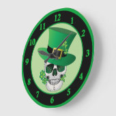 Grande Horloge Ronde Crâne de Leprechaun irlandais (Angle)