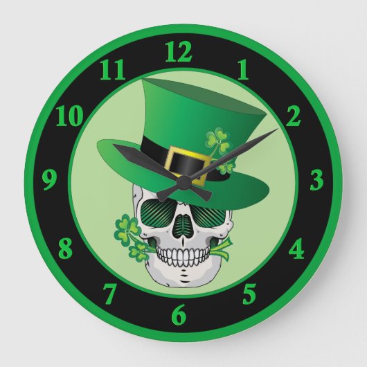 Grande Horloge Ronde Crâne de Leprechaun irlandais (Recto)