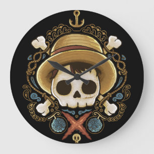 Grande Horloge Ronde Crâne de pirate