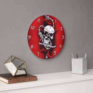 Grande Horloge Ronde Crâne et tatouage tribal