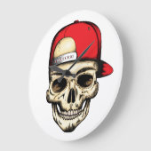 Grande Horloge Ronde crâne rouge (Angle)