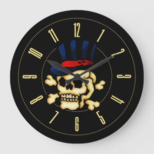 Grande Horloge Ronde Crâne vintage de tatouage dans le casquette