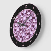 Grande Horloge Ronde Crânes roses (Angle)