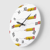 Grande Horloge Ronde Crayon sur blanc (Angle)