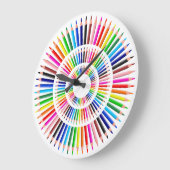 Grande Horloge Ronde Crayons cool (Angle)