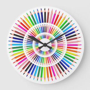 Grande Horloge Ronde Crayons cool