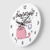 Grande Horloge Ronde Crazy Cat Lady? Funny Cat Lover Gift  (Angle)