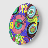 Grande Horloge Ronde Crazy clock par Cindy Ginter (Angle)