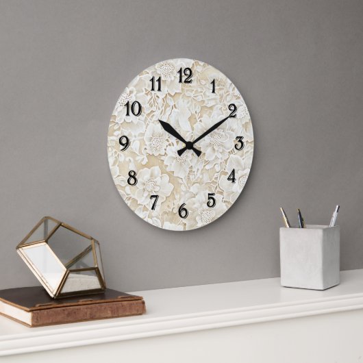 Grande Horloge Ronde Cream Ivory Flowers (Bureau)