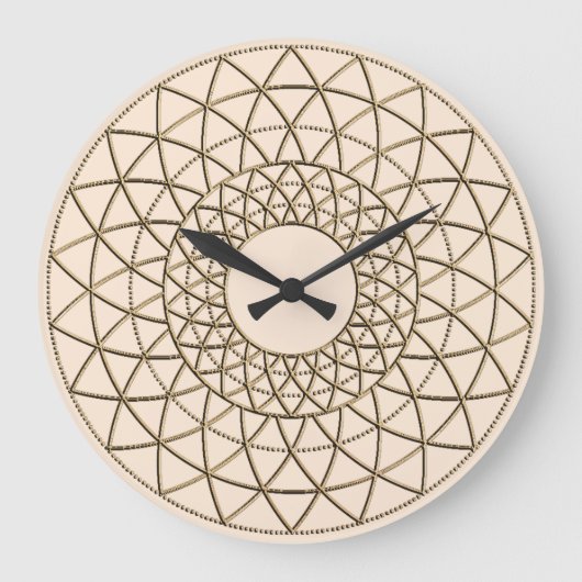 Grande Horloge Ronde Cream Metallic Circle Pattern Acrylic Wall Clock (Recto)