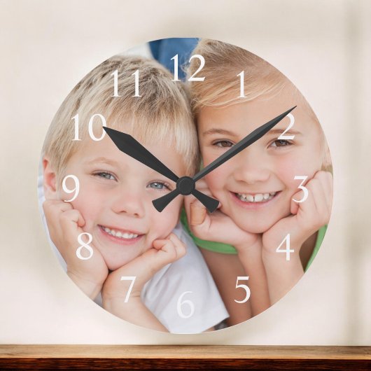 Grande Horloge Ronde Create Your Custom Photo Moderne Elegant