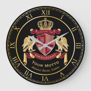 Grande Horloge Ronde Create Your Own Coat of Arms Red Gold Eagle Emblem