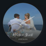 Grande Horloge Ronde Create your own personal photo wedding<br><div class="desc">Créez votre propre horloge murale photo mariage. Ajoutez votre plus belle photo de mariage,  vos noms et votre date de mariage. Un cadeau mariage très personnel.</div>