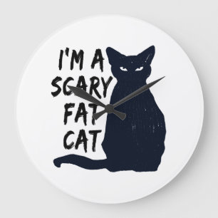 Grande Horloge Ronde Création graphique de chat noir Halloween effrayan