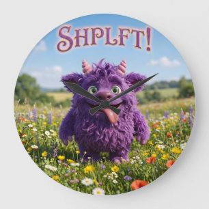 Grande Horloge Ronde Créature Furry Fantastique d'Attitude