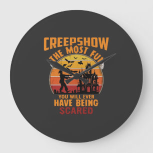 Grande Horloge Ronde Creepshow Halloween Zombie Maison Hantée Coucher d
