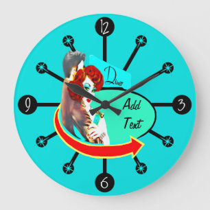Grande Horloge Ronde Créez votre propre dîner de les années 50 Vinta
