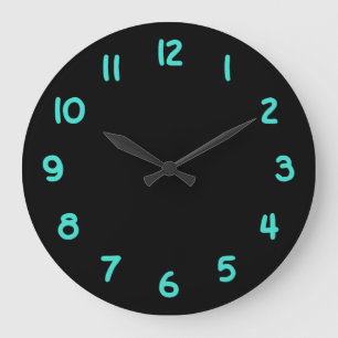 Grande Horloge Ronde Créez votre propre numéro Turquoise