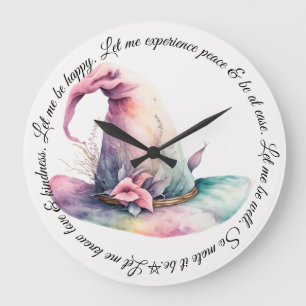 Grande Horloge Ronde Créez votre propre Pastel Rainbow Witch Casquettes