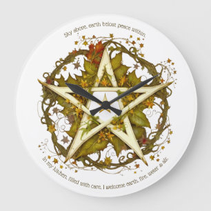 Grande Horloge Ronde Créez votre propre Pentacle de feuilles d'automne