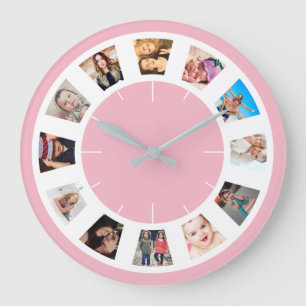 Grande Horloge Ronde Créez votre propre personnalisation 12 Photo Colla