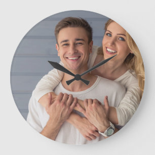 Grande Horloge Ronde Créez Votre Propre Photo de Couple Image Personnal
