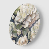 Grande Horloge Ronde Crème d'ivoire hydrangée marine (Angle)